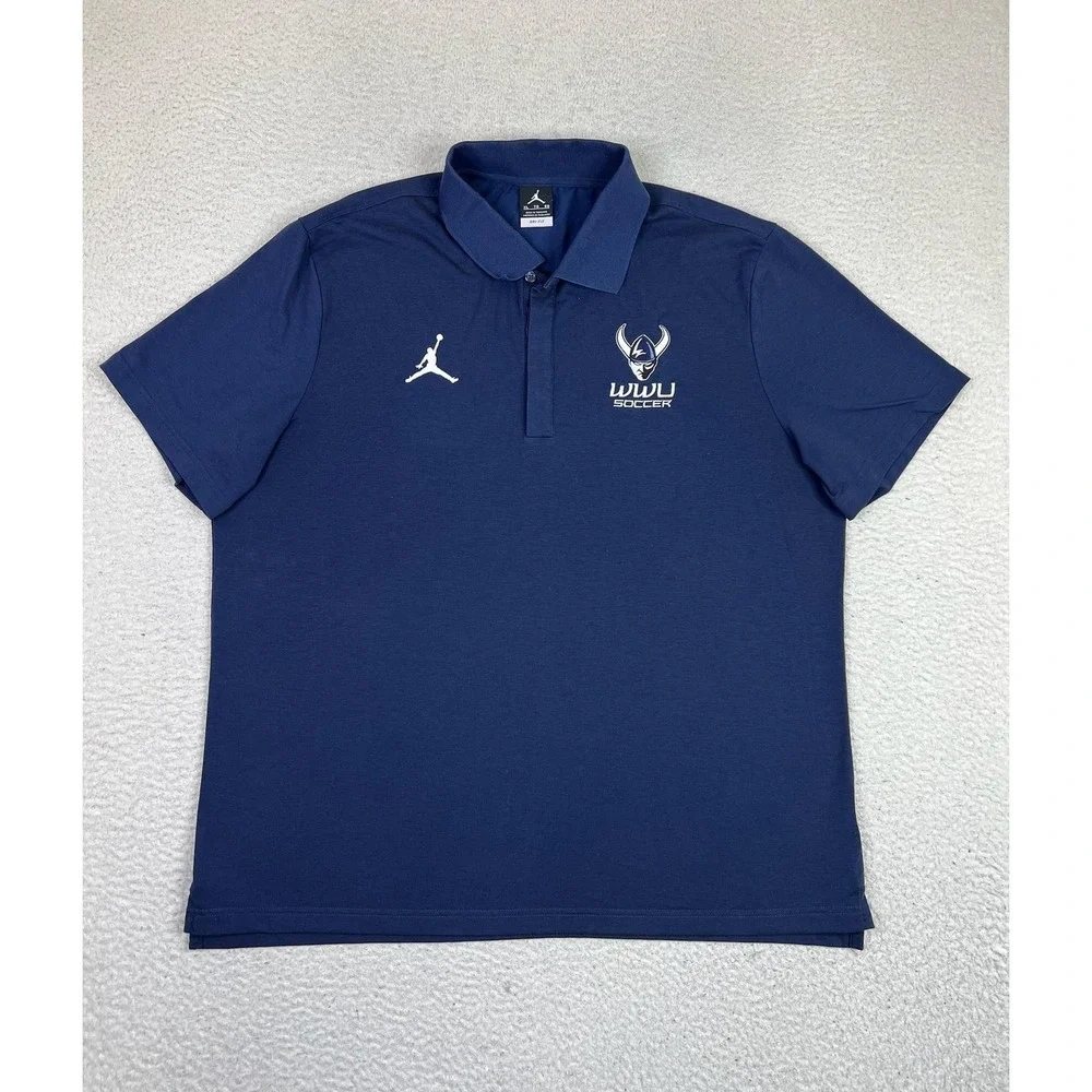 Western Washington Vikings Shirt Mens XL Blue College Soccer Jordan Dri Fit Polo